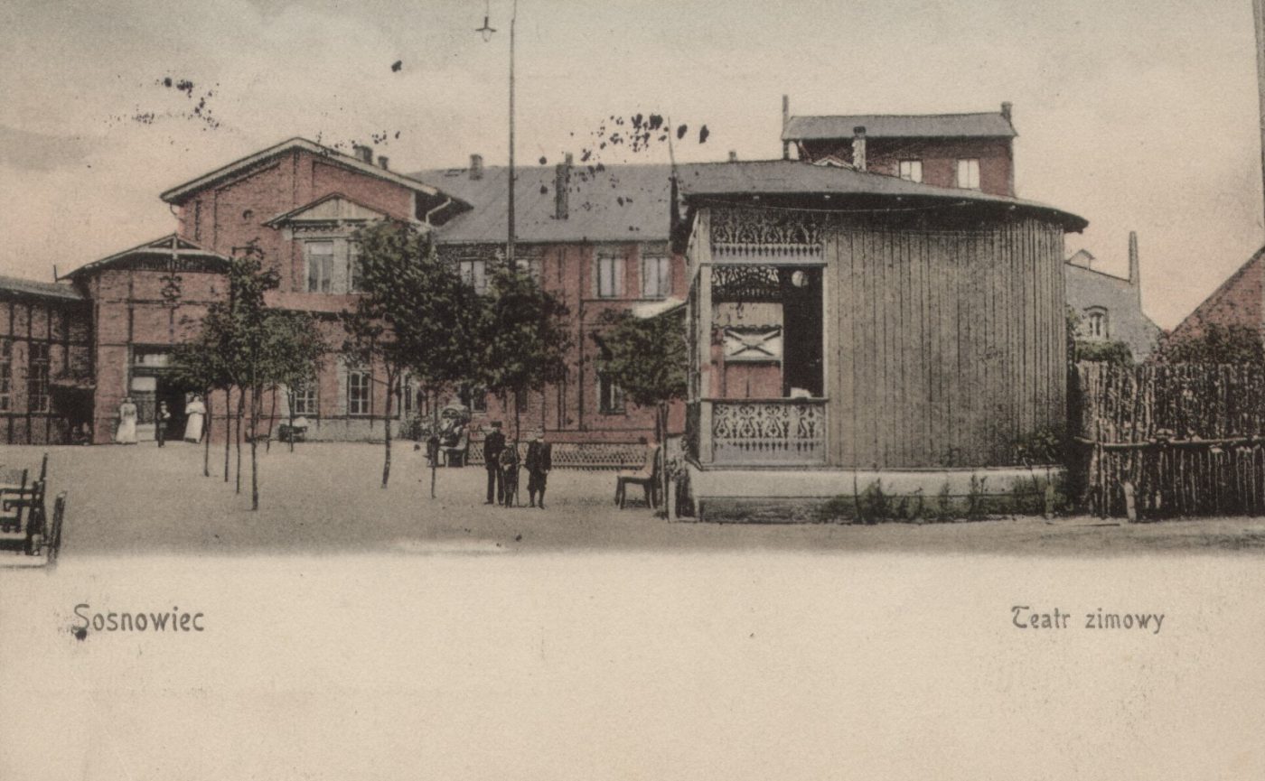 Fot. Teatr Zagłębia. Teatr Zimowy - obecnie Teatr Zagłębia w Sosnowcu - przy ulicy Teatralnej, 1914 rok