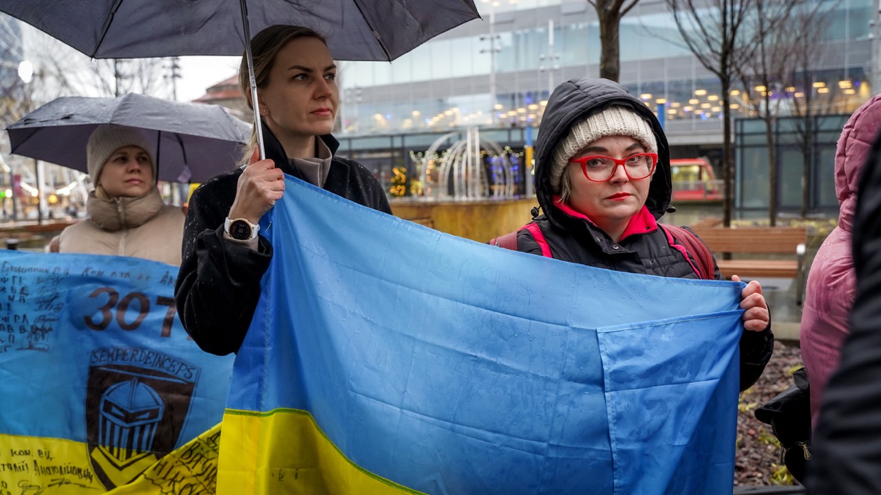 manifestacja ukraińców na rynku w katowicach