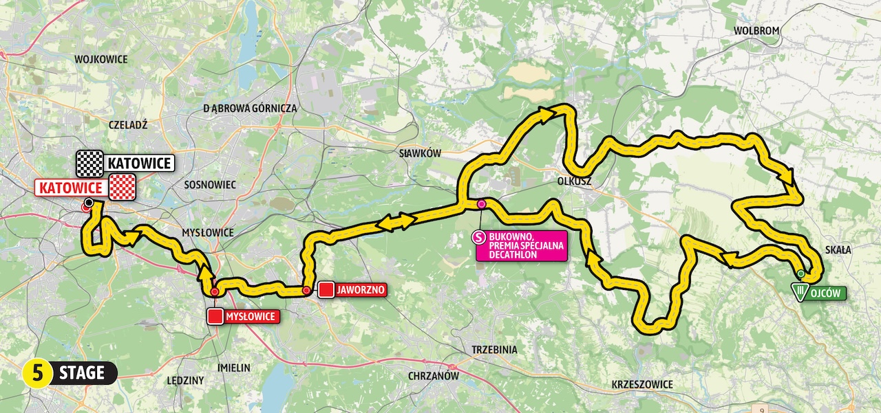 mapa 5 etapu tour de pologne 2024