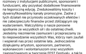 Usunięte oświadczenie na Facebooku Fest Festivalu (1)