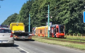 Wypadek tramwaju i samochodu na ul. Chorzowskiej (1)