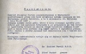  Zaświadczenie Komitetu PPS z Kostuchny o zabawie sylwestrowej w 1947 r. (IPN Ka 238/2057)