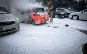 Pożar samochodów na Giszowcu (2)