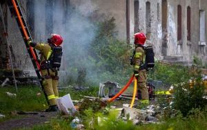 Pożar pustostanu w katowickim Wełnowcu (11)