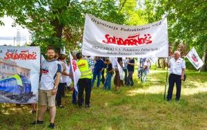 Protest kolejarzy przed siedzibą PKP Cargo w Katowicach (2)