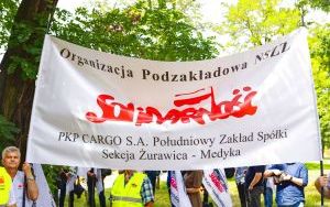 Protest kolejarzy przed siedzibą PKP Cargo w Katowicach (4)