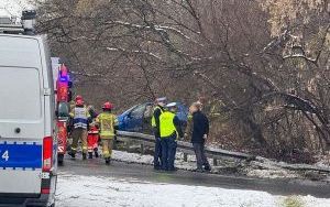 Samochód wyleciał z drogi na DK86 [24.11.2024] (2)