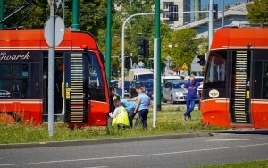 Awaria tramwaju na rondzie Ziętka w Katowicach (2)