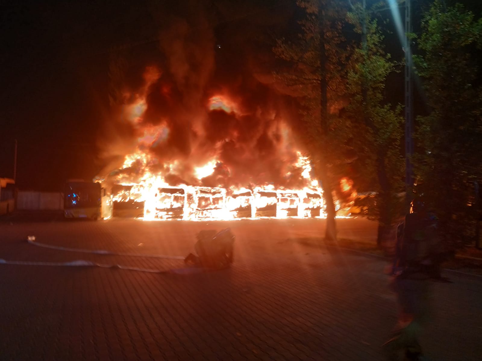 Pożar autobusów w Bytomiu