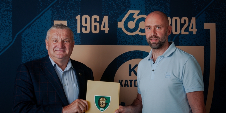 Prezes GKS Katowice Krzysztof Nowak i trener siatkarskiej sekcji Grzegorz Słaby