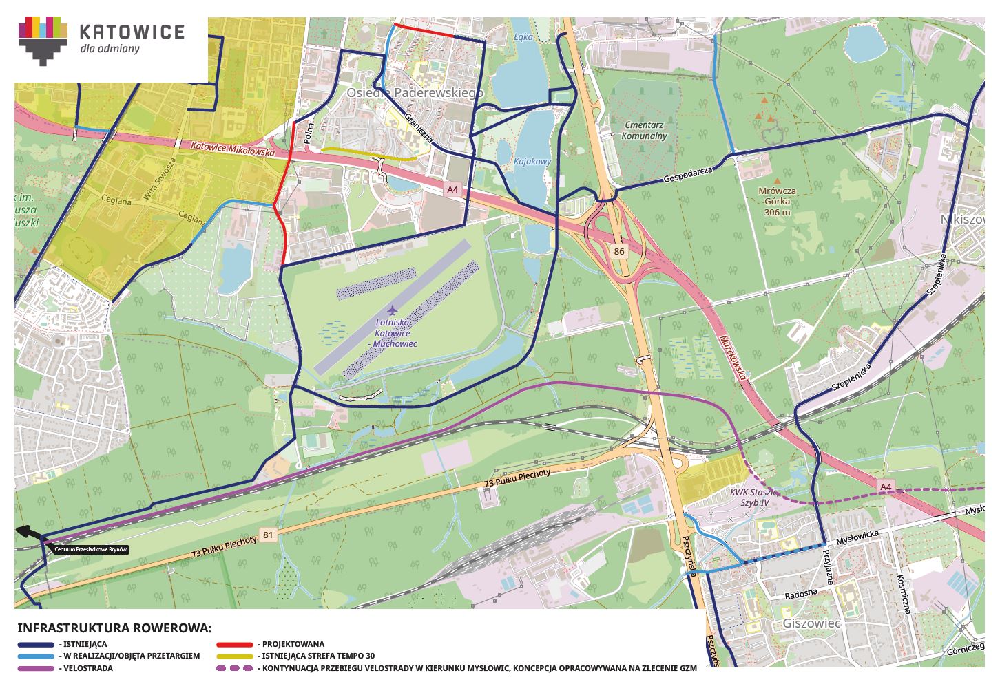 Infrastrutkura rowerowa Brynów-Giszowiec