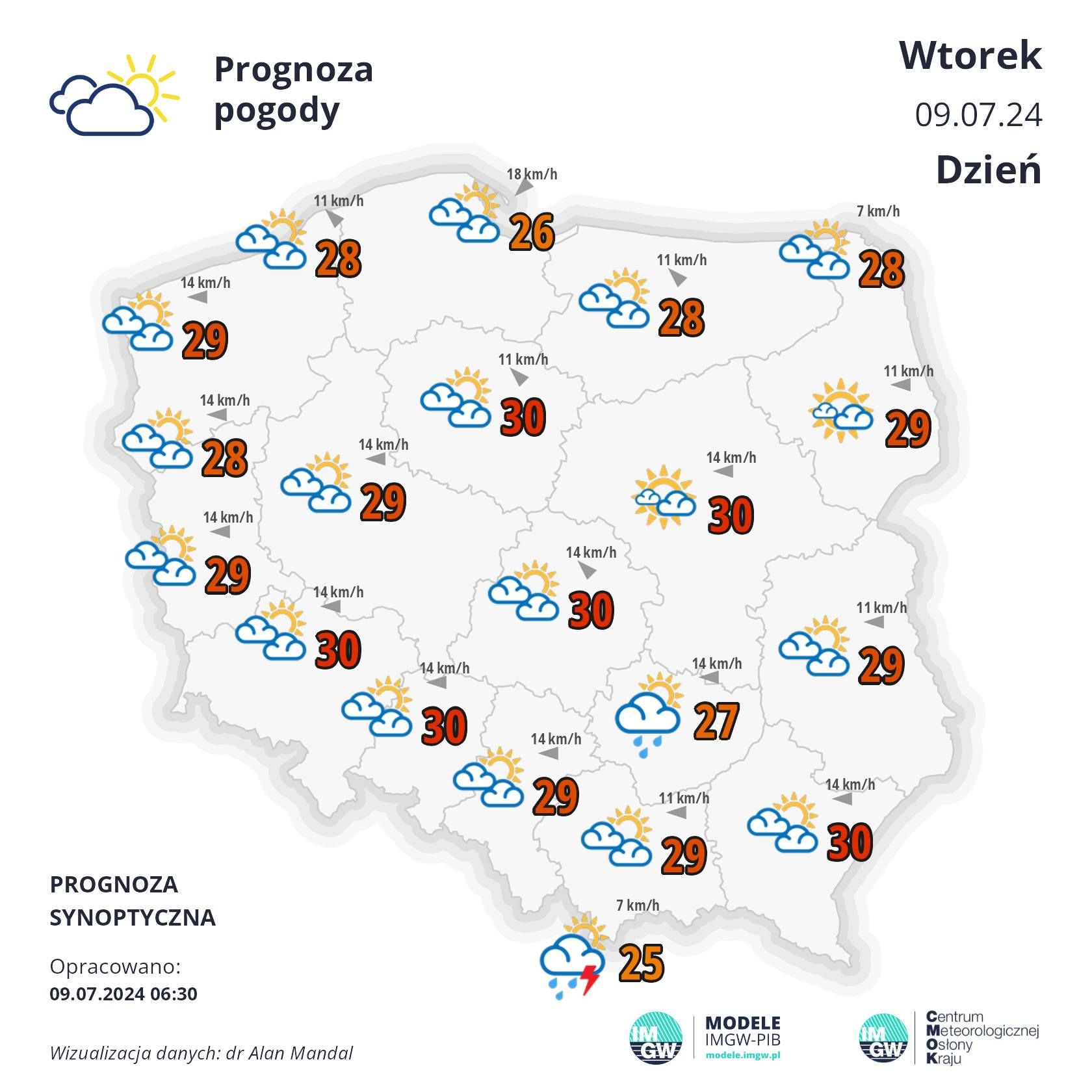 mapa polski i prognoza pogody