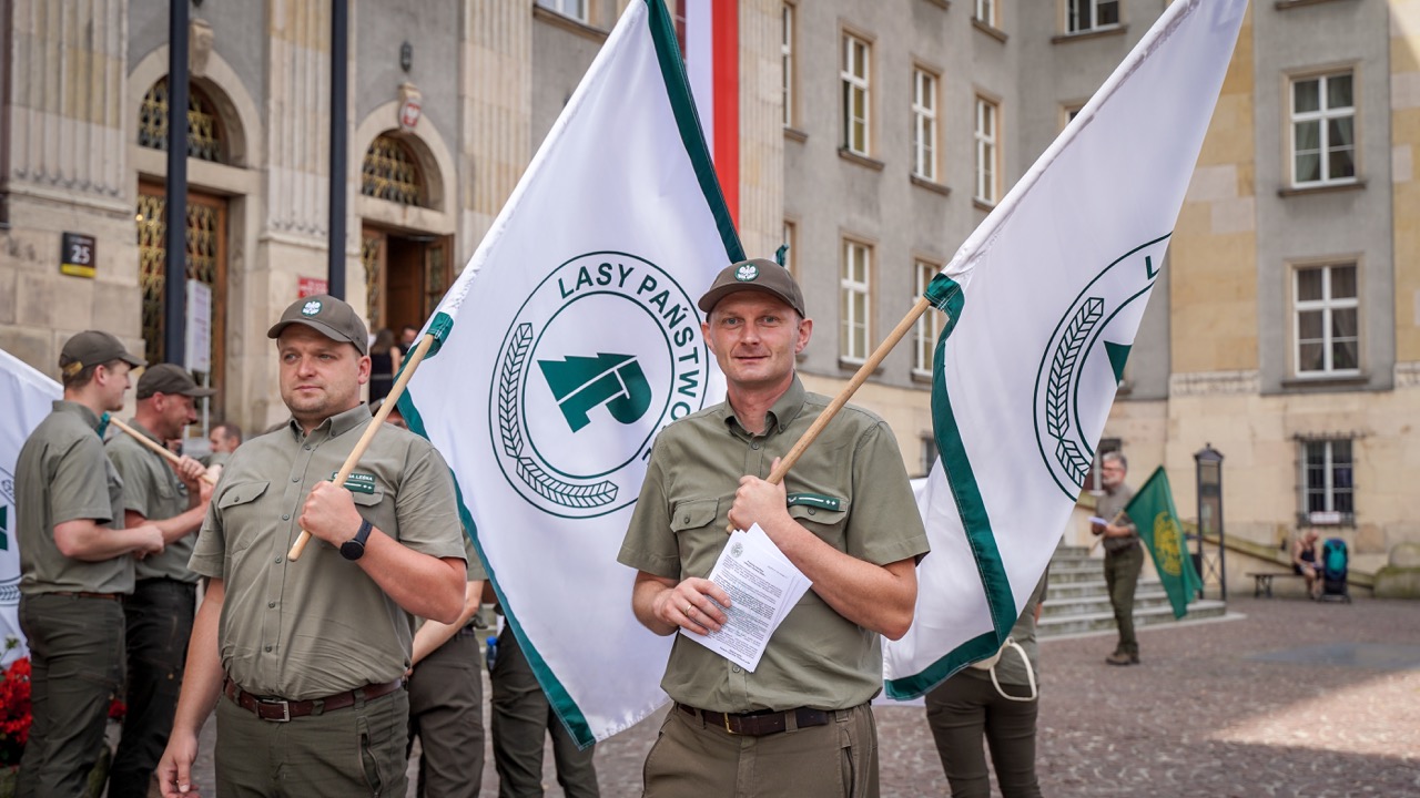 Protest leśników w Katowicach