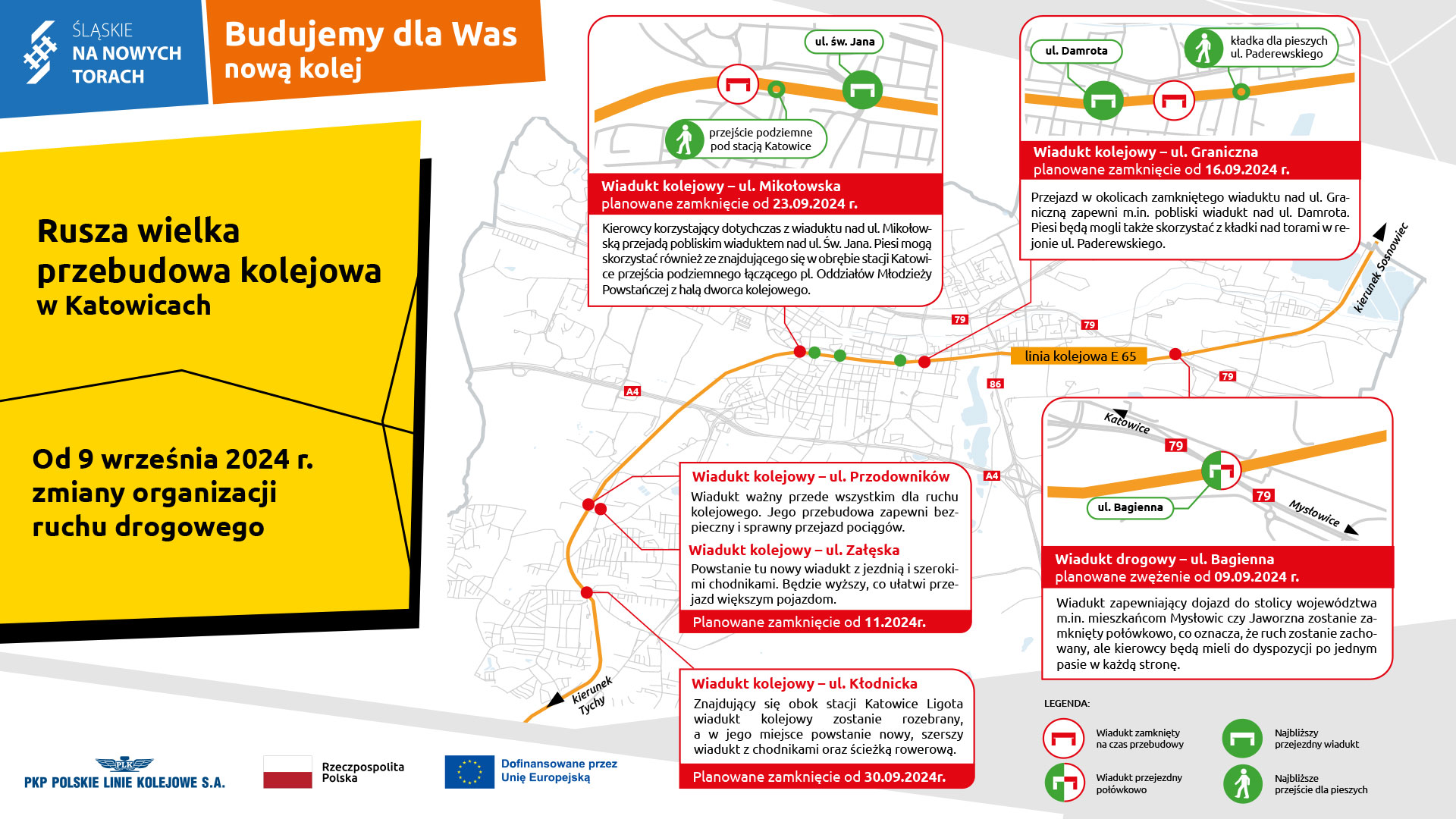 Schemat remontu wiaduktów w Katowicach