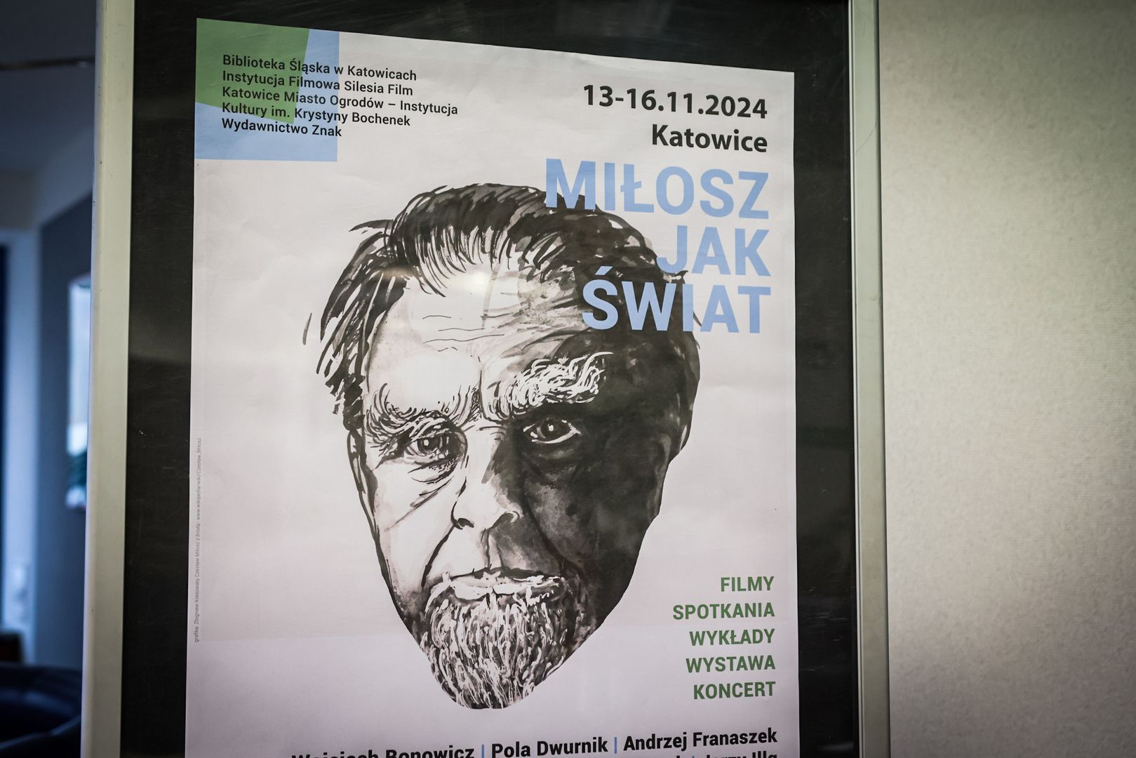 plakat spotkań miłosz jak świat w bibliotece śląskiej