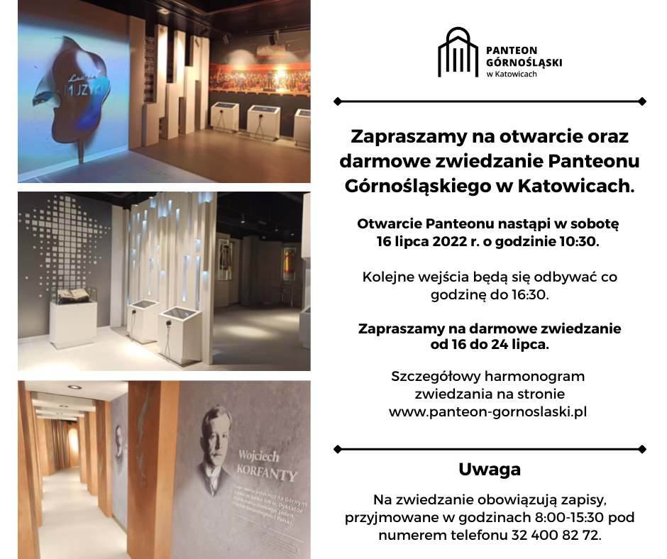 Otwarcie i darmowe zwiedzanie Panteonu Górnośląskiego w Katowicach dla wszystkich chętnych