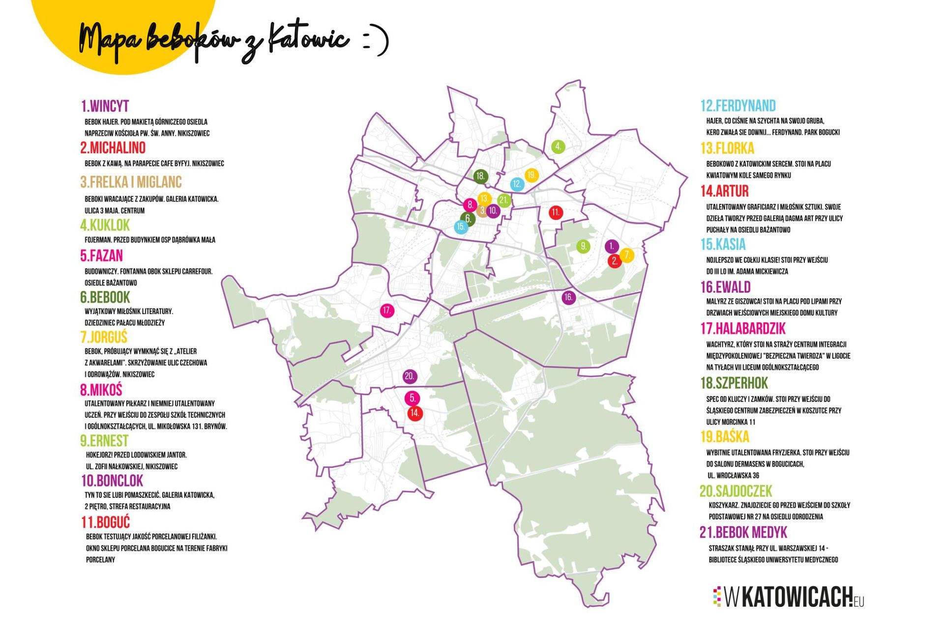 Mapa beboków w Katowicach