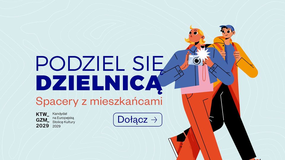 plakat z napisem podziel się dzielnicą